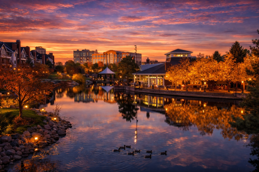 Centennial Lakes Park offers picturesque walking paths, lakeside dining, paddleboats, and vibrant year-round events just minutes away.