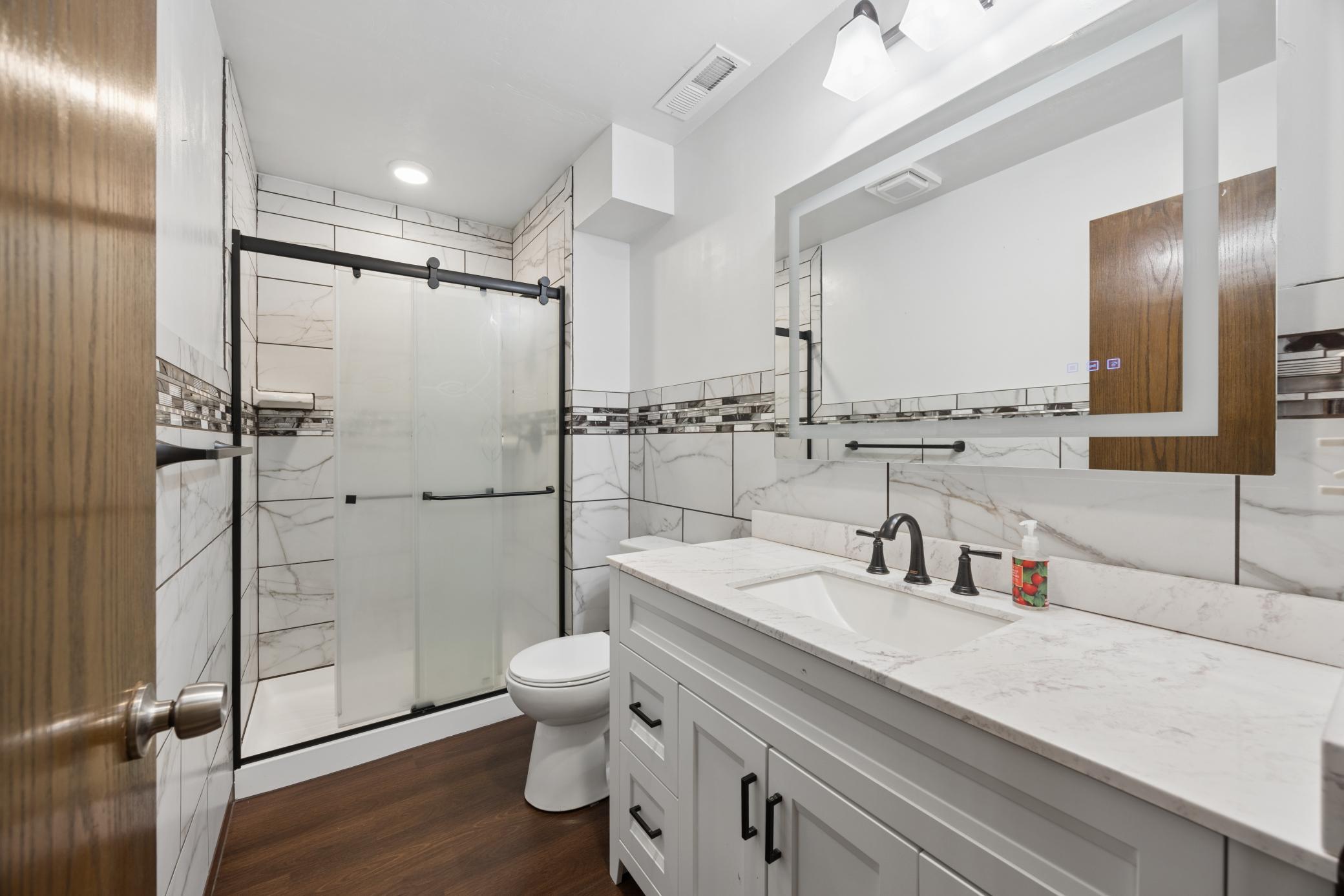 Updated bathroom on the lower level