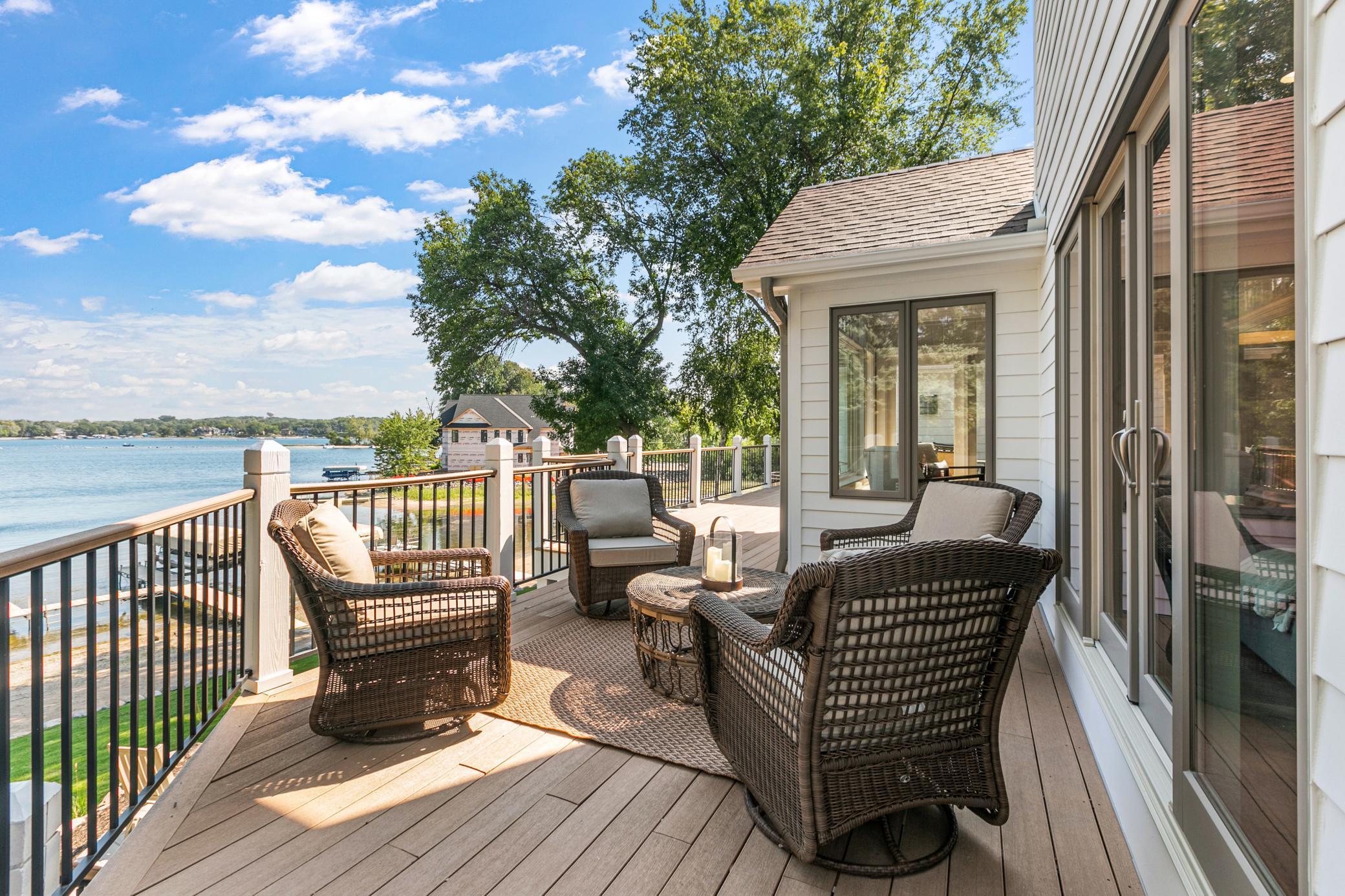 Relax on the balcony deck while taking in peaceful views of the lake.