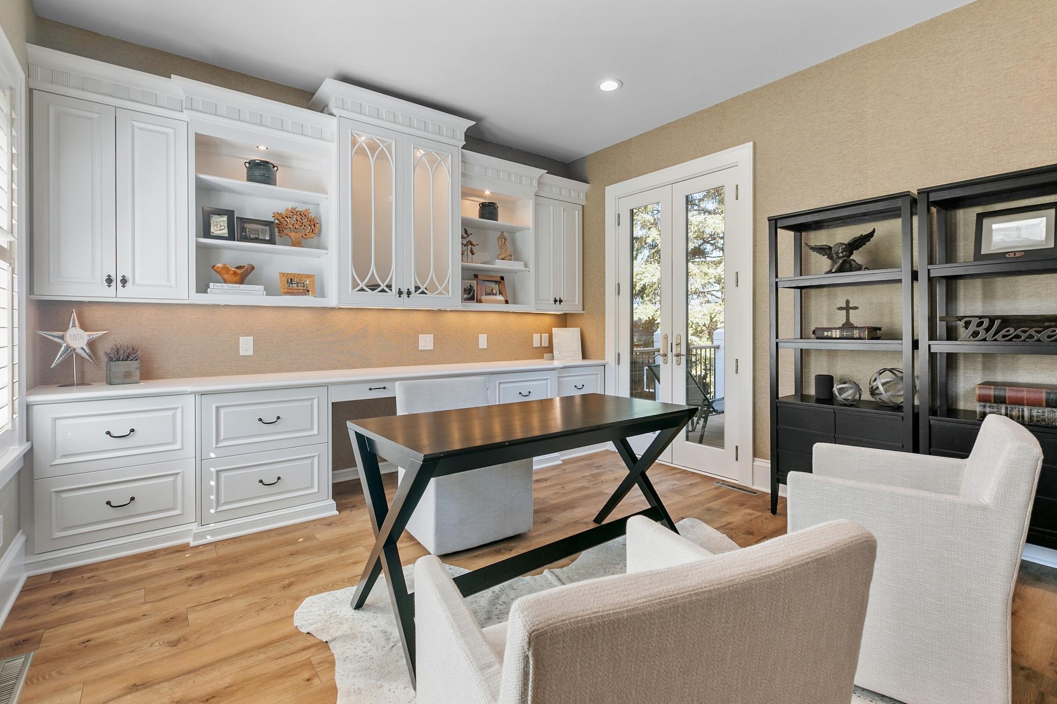 Dedicated main-level office offering a quiet and comfortable space to work from home.