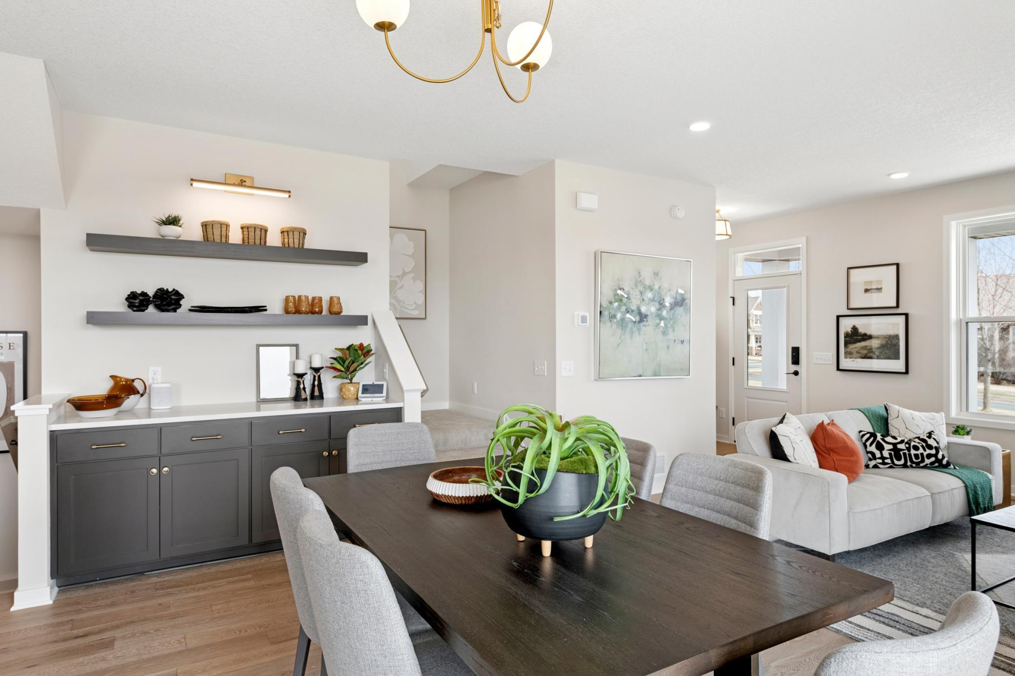 Built-in buffet offers stylish storage and display space. *Photos are of like home and may not depict actual home plan. Configurations, features, materials and finishes may contain options that are not included in the price.