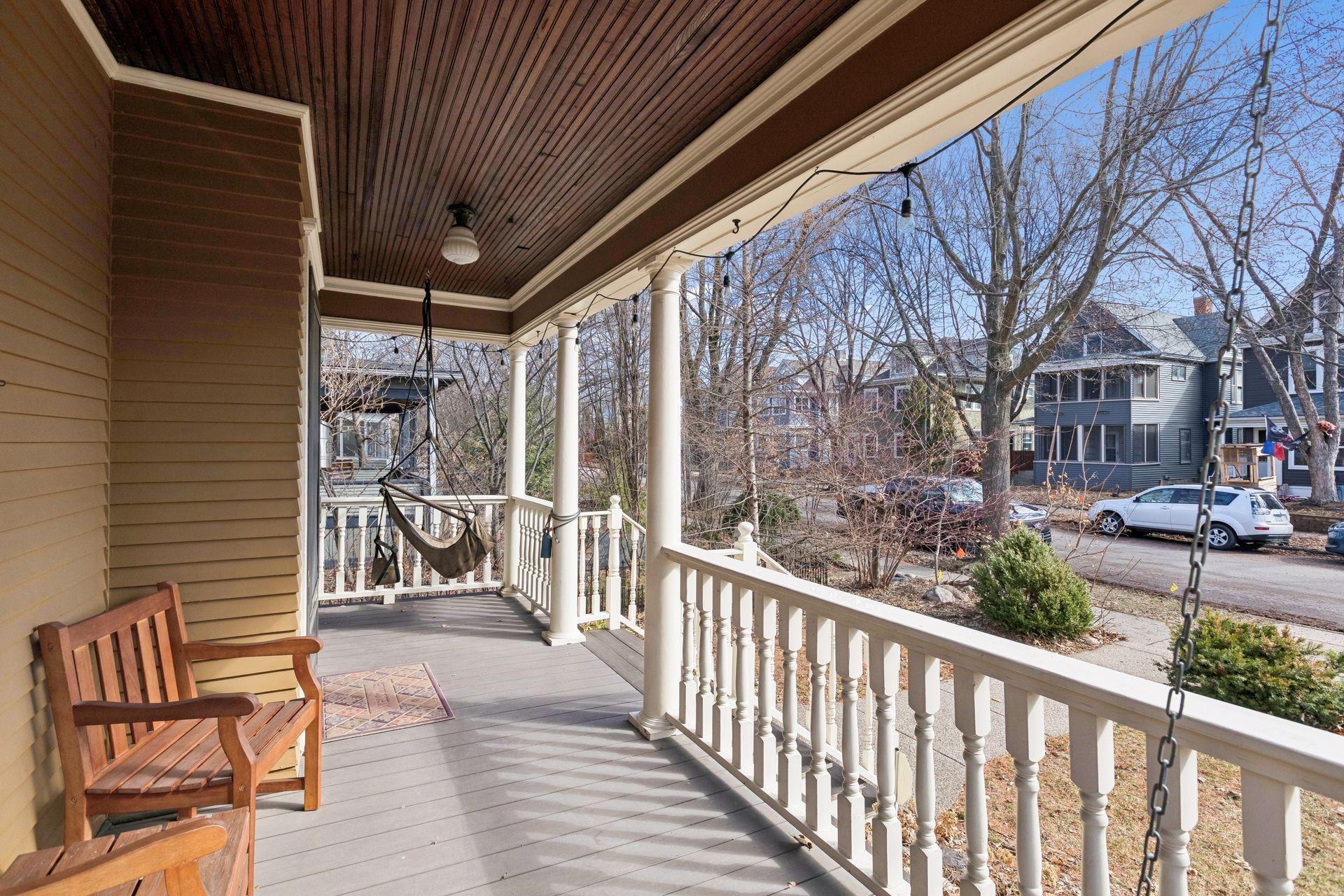 Morning coffee on the sunny front porch.