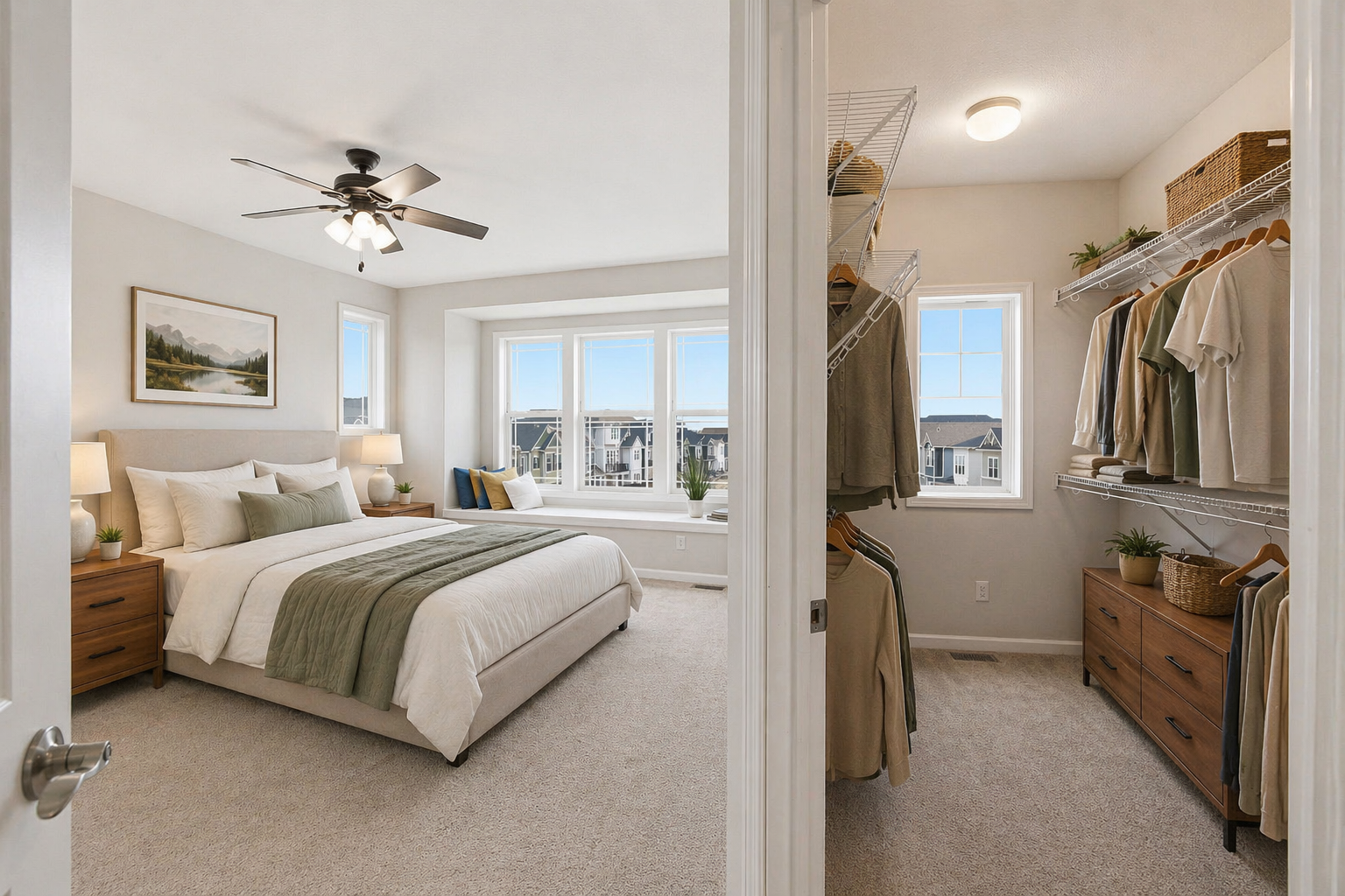 Virtually staged - Master bedroom with a walk in closet