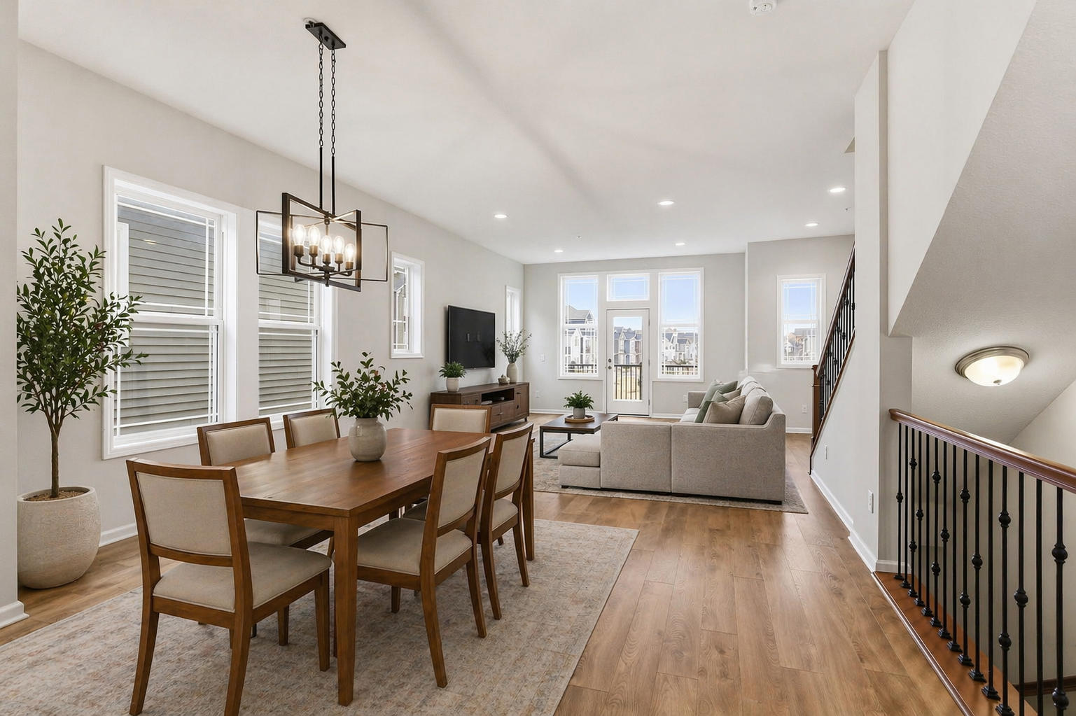 Virtually staged - Dining and living area