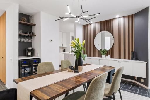 A walk-up coffee and beverage bar makes hosting and entertaining a breeze.