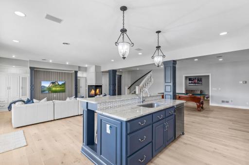 Open layout throughout lower level