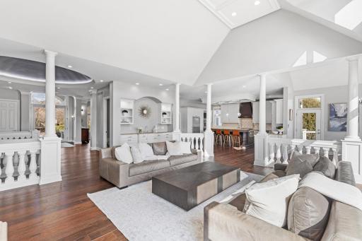 Seamless flow between kitchen, dining, and living areas