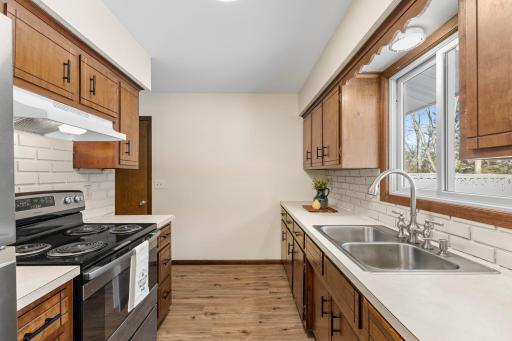 Stainless steel appliances create a clean, cohesive look that is easy to maintain.
