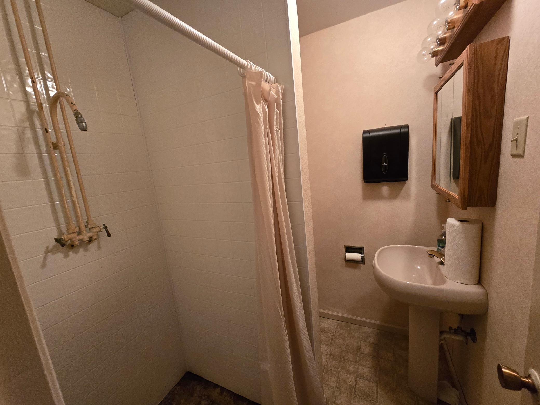 Basement 3/4 bathroom with shower