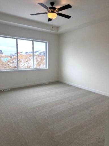 Primary Bedroom with box vault with ceiling fan gives you that elevated feeling.