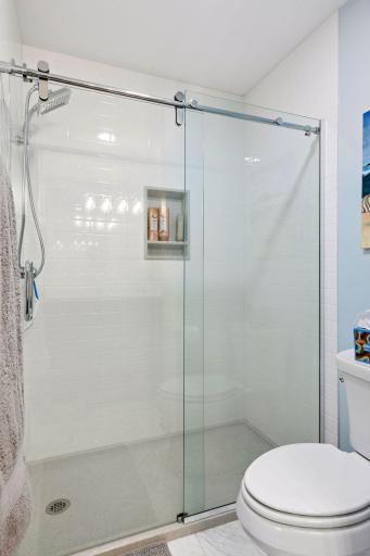 Beautiful shower in the Jack and Jill bathroom