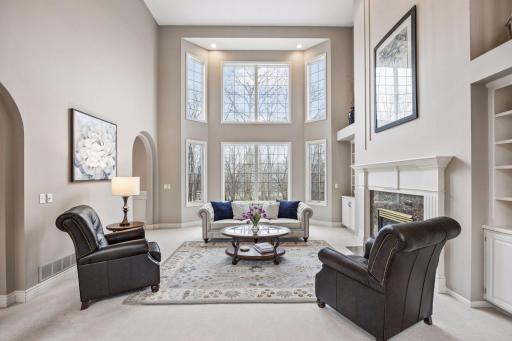 Bright wall of windows in the living room