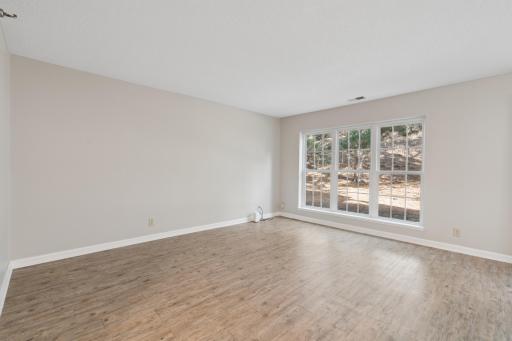 Large windows looking out to private backyard