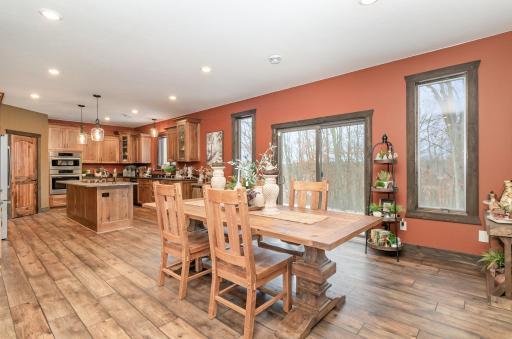 Dining has walkout access to backyard