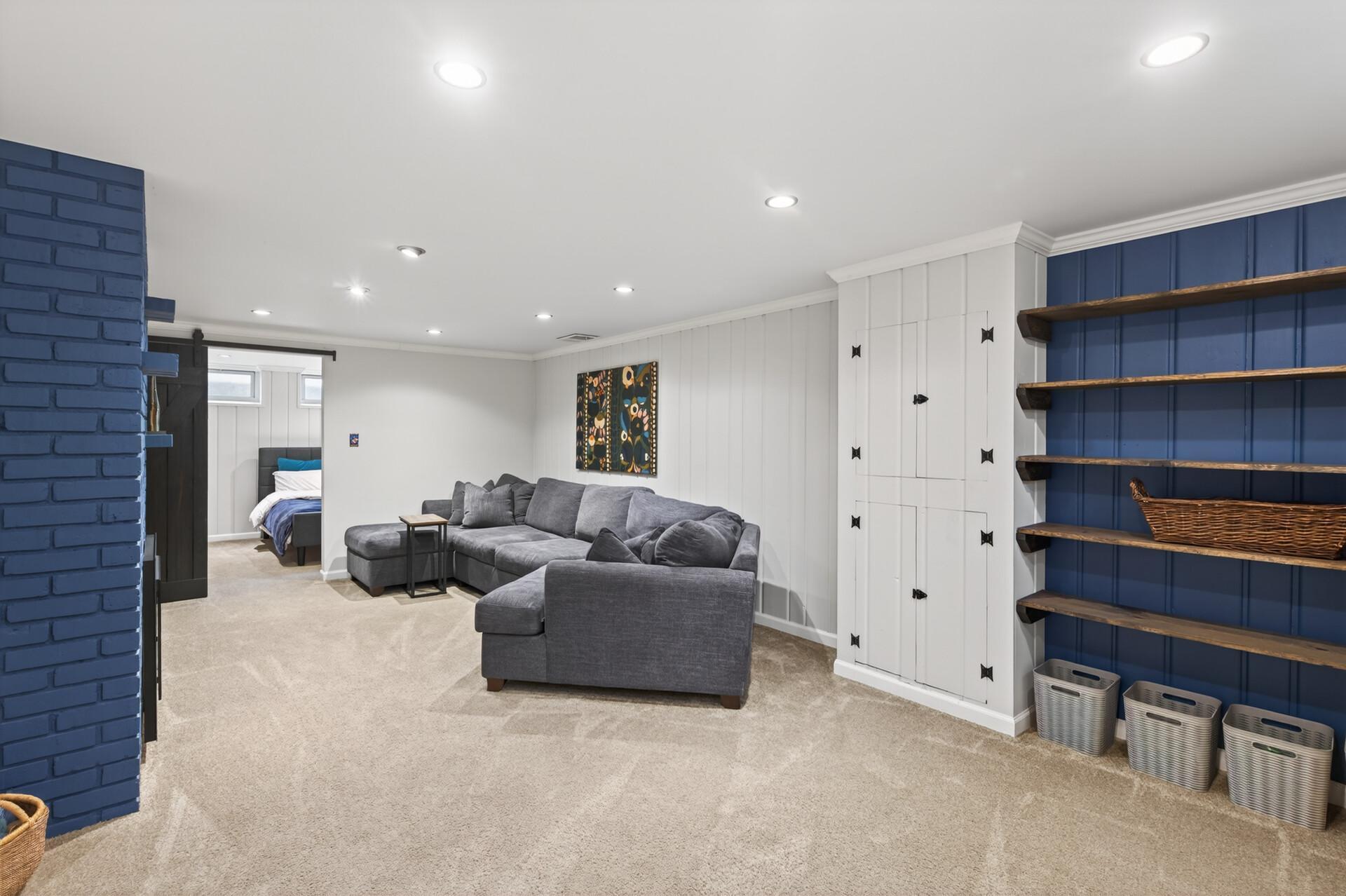 Recreation room on the lower level ready for game night!