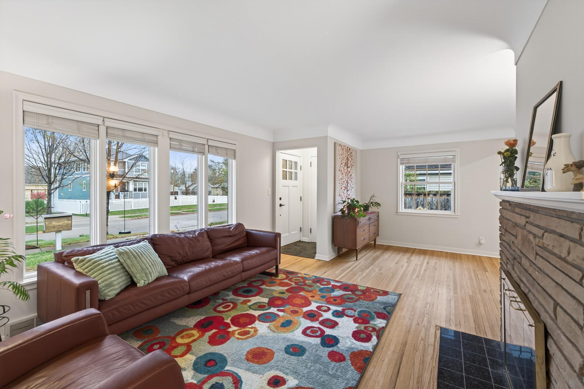 Fresh paint throughout the living room and nice hardwood floors