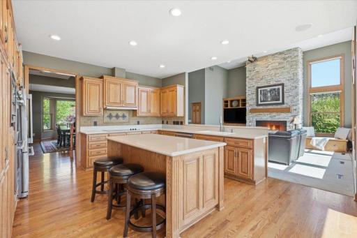 Your kitchen overlooks your living room and has easy access to dining room.