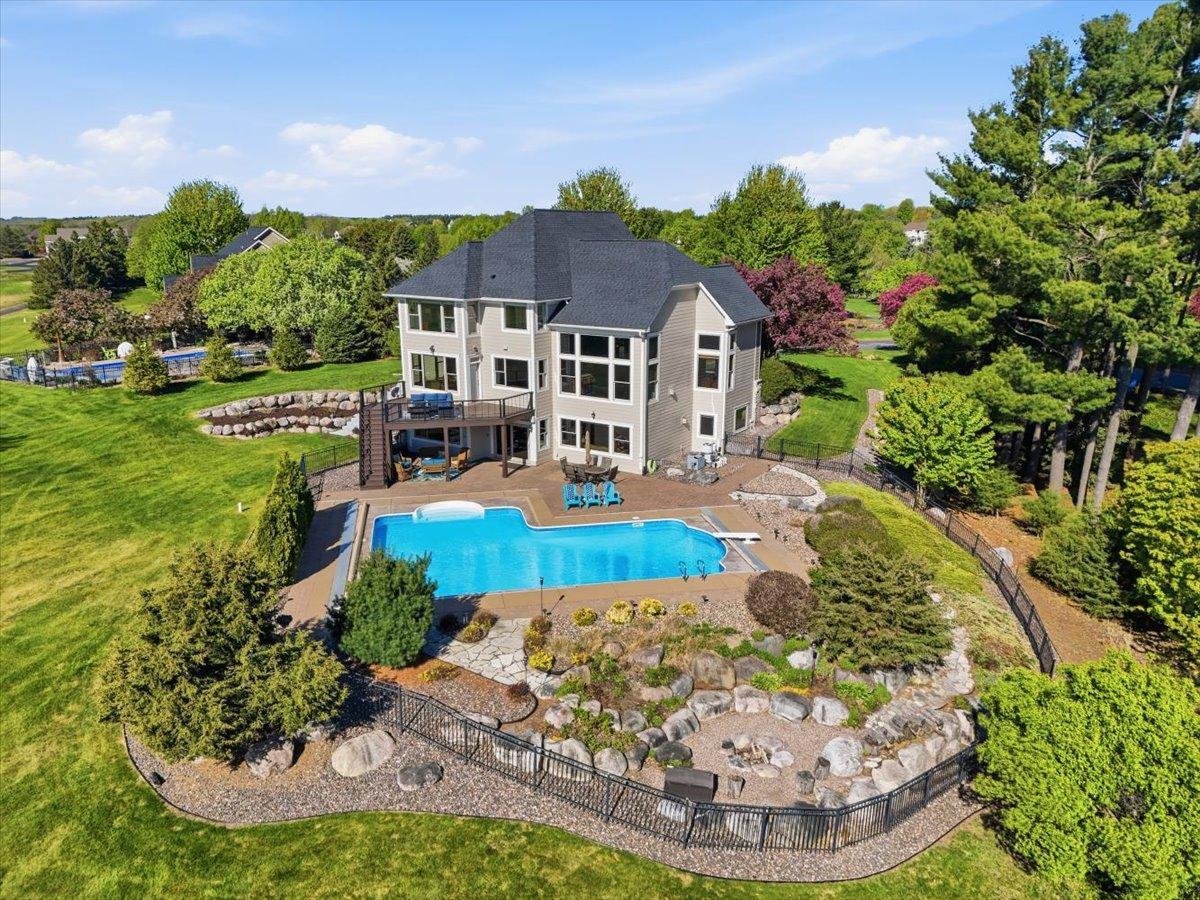 Mature landscaping.