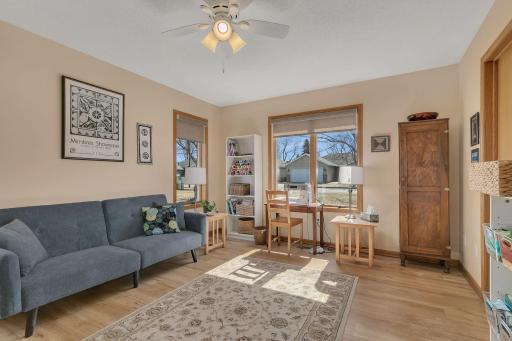 Large primary bedroom transformed into art studio