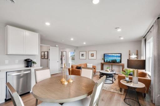 Open main floor means many ways to arrange furniture and make the space your own. Photo is of model home. Colors and options may vary. Ask Sales Agent for details.