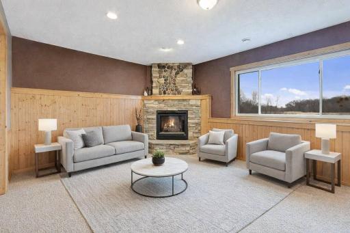 Lower Level Family Room with Gas Fireplace
