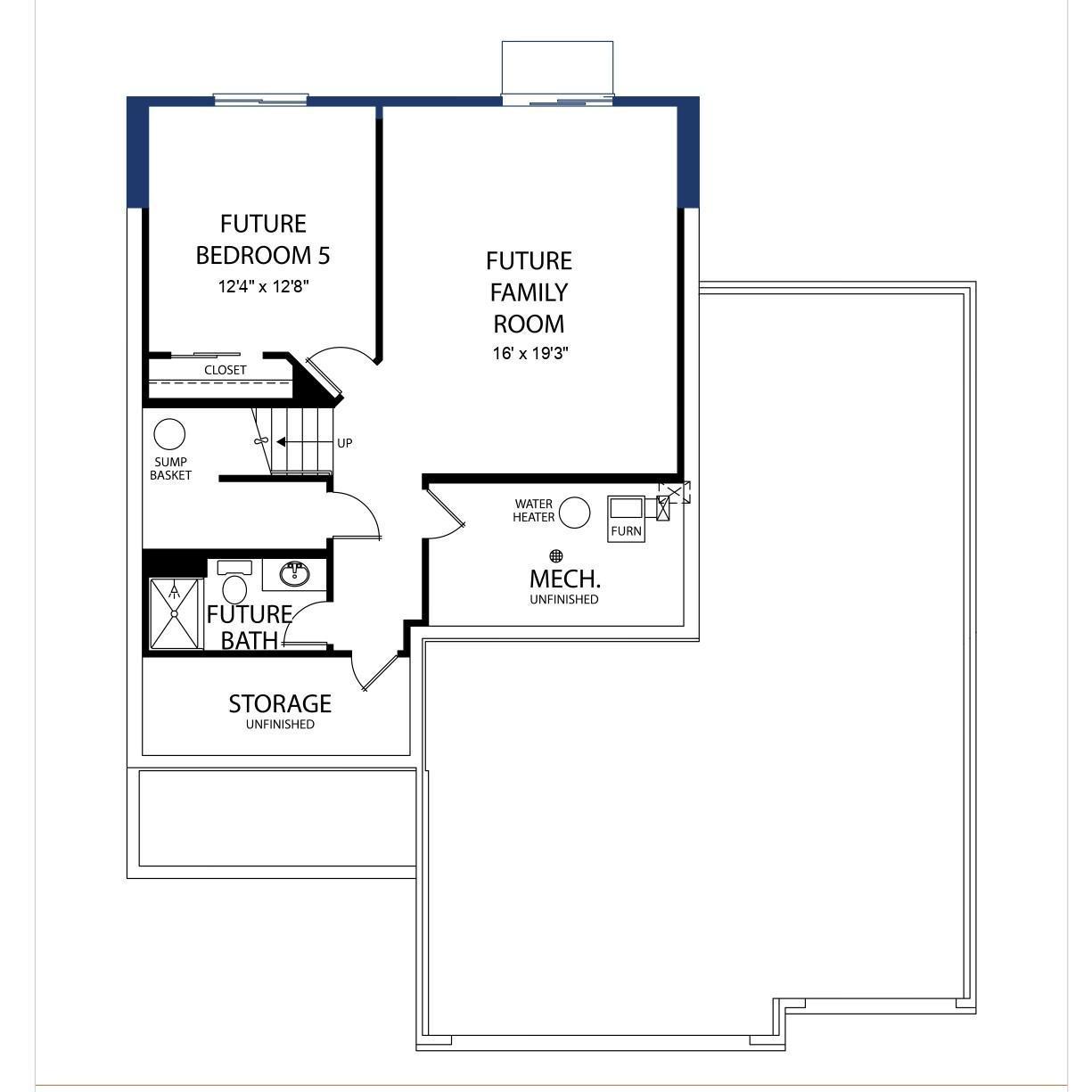 3171 Jandura Ave NE- Unfinished Lower Level Floor Plan. All measurements are approximate.