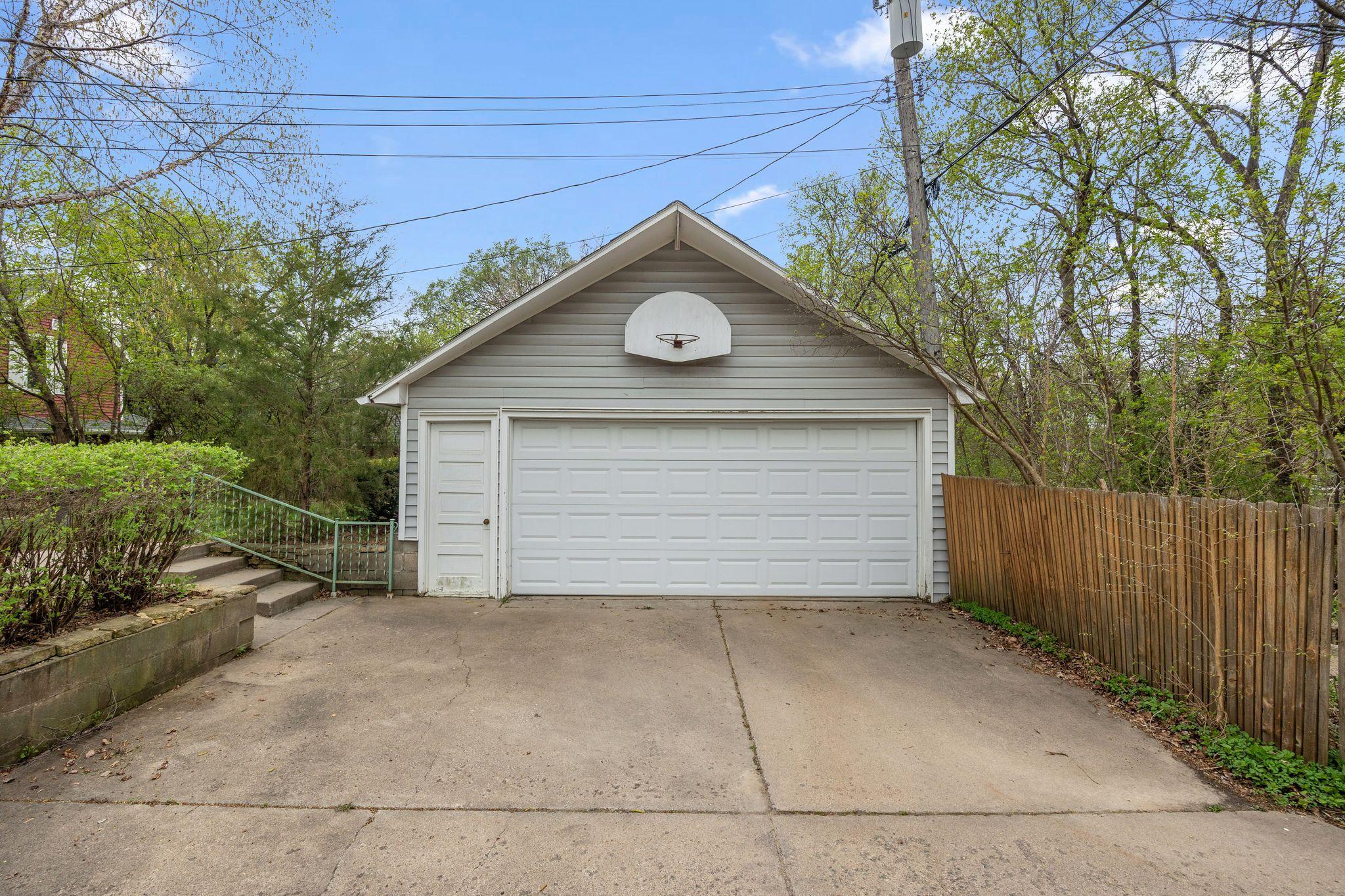 Detached, 2-car garage