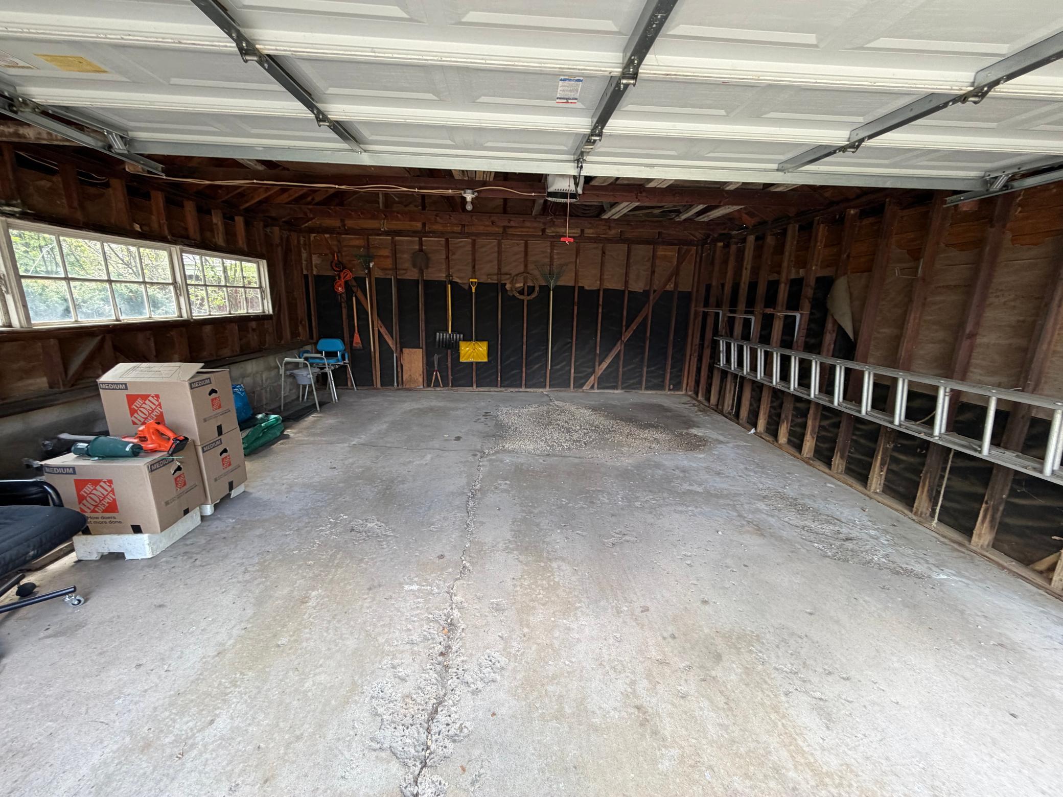 View of the inside of the garage