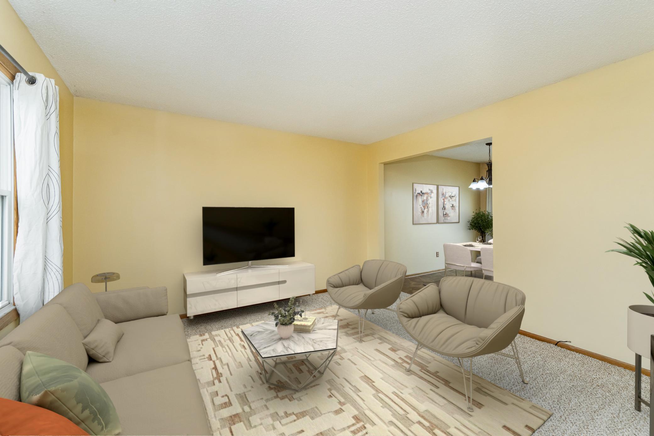 Living/Dining Virtually Staged