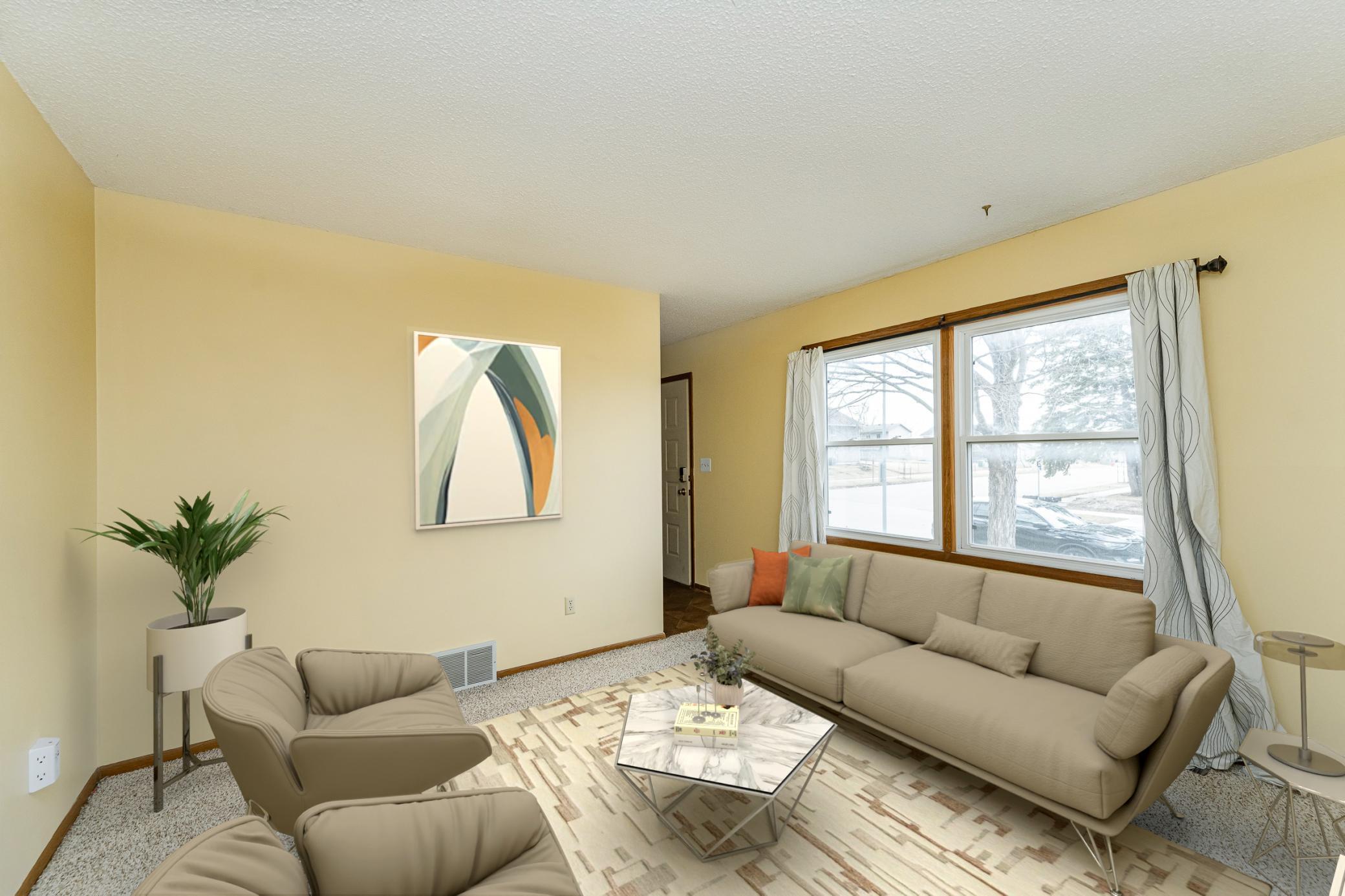 Entryway/Living Room Virtually Staged