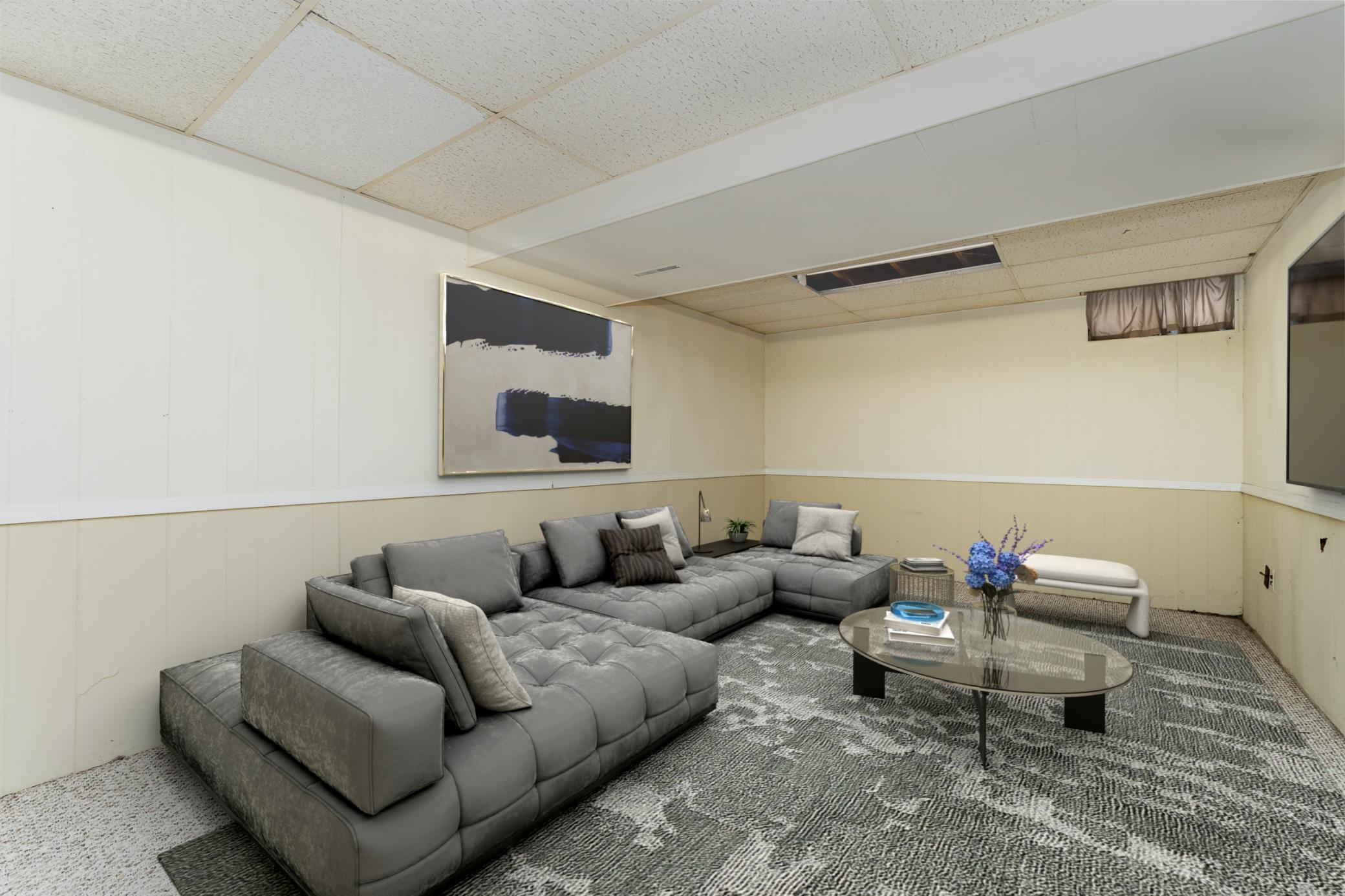 Recreation Room Virtually Staged