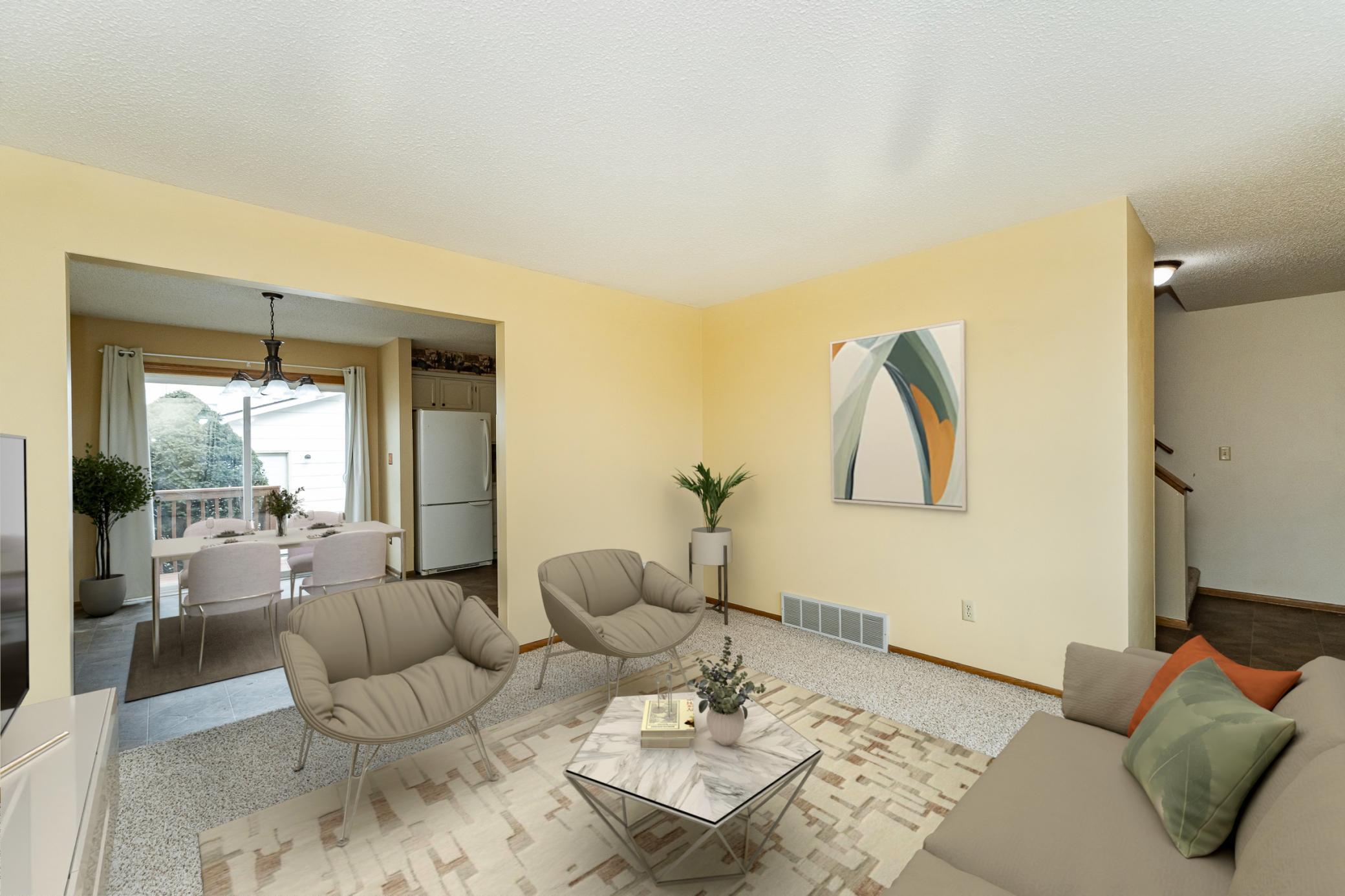 Living/Dining Virtually Staged