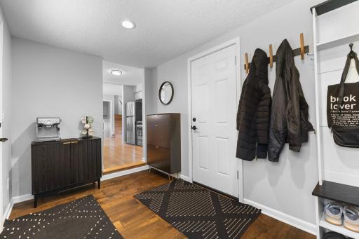 Walk from the garage into the warm area to your kitchen