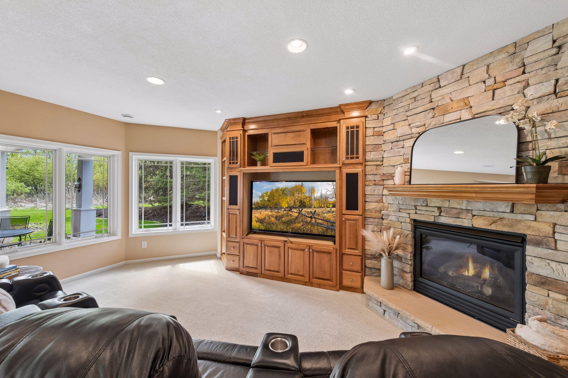 Gas fireplace & custom media center