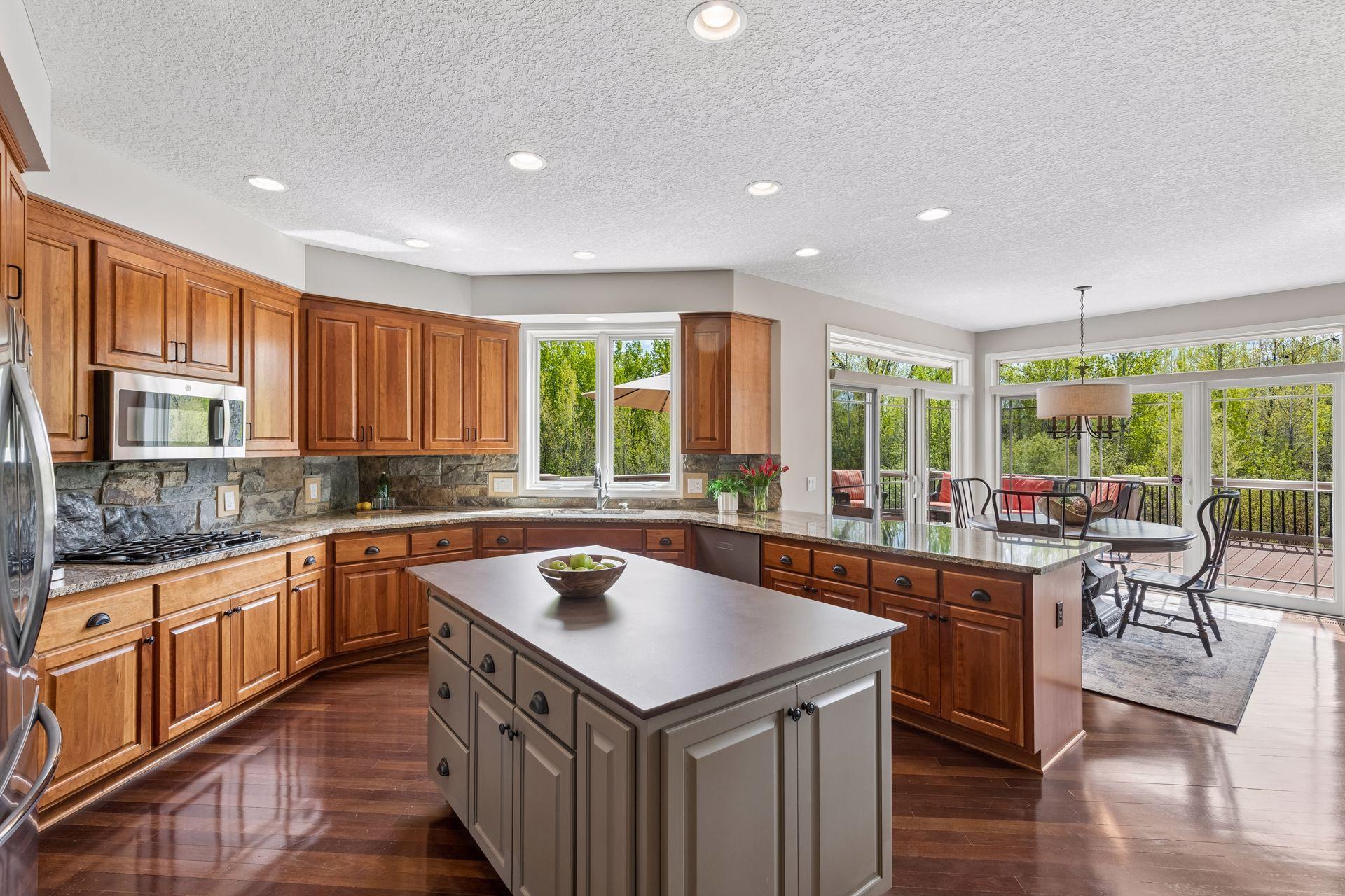 Large center island for extra cabinet space