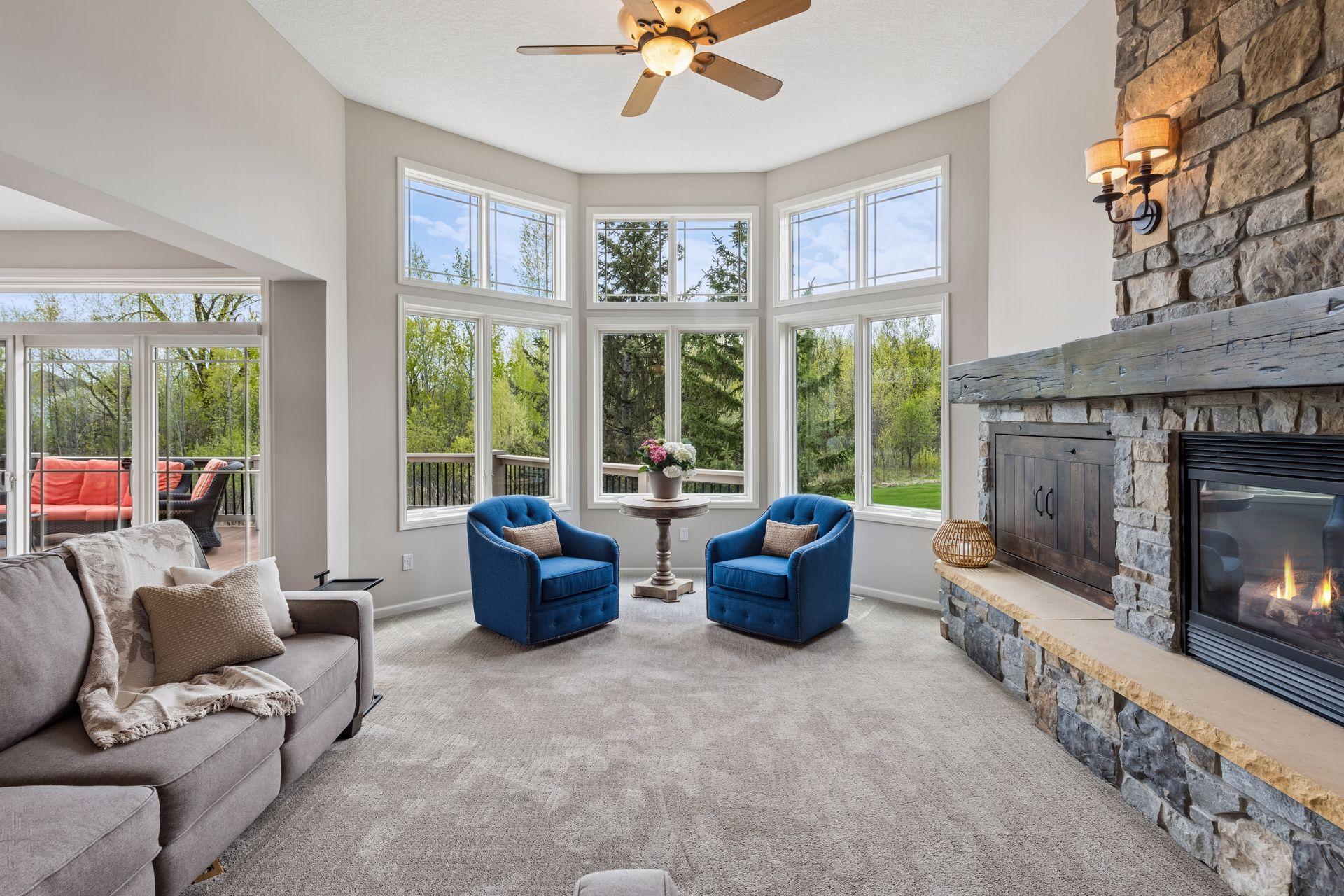 Big beautiful windows overlooking private backyard
