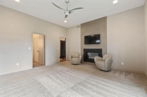 Primary Main Floor BR with fireplace - attached bathroom