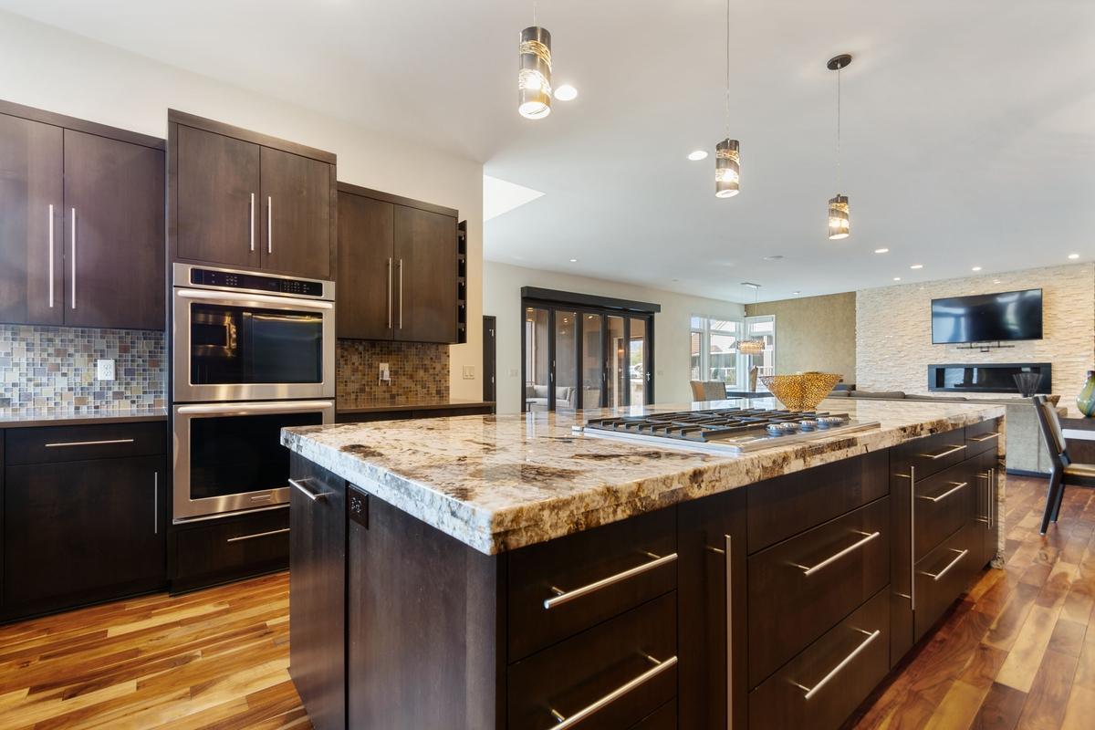 Kitchen with custom cabinets and high end appliances