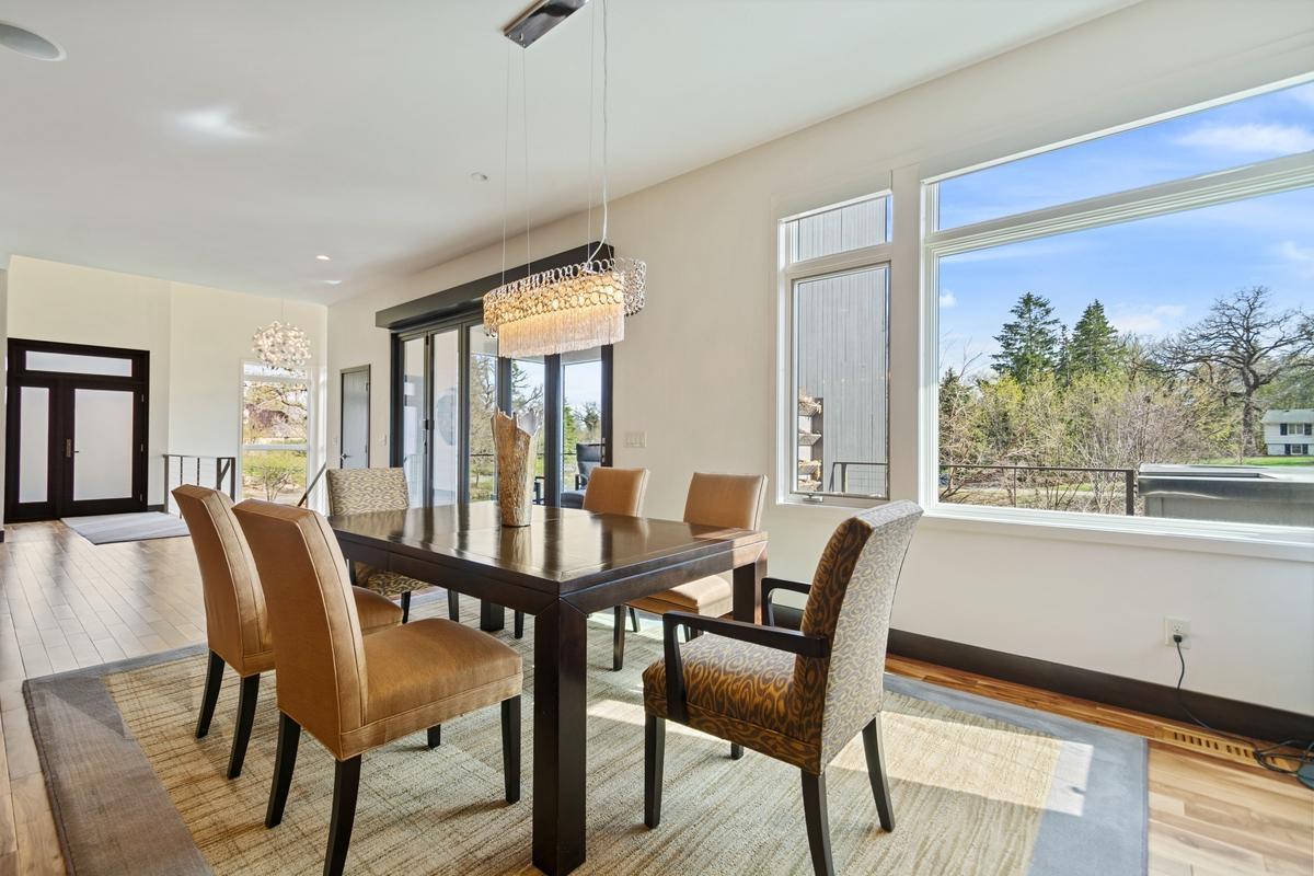Formal dining area with beautiful large windows