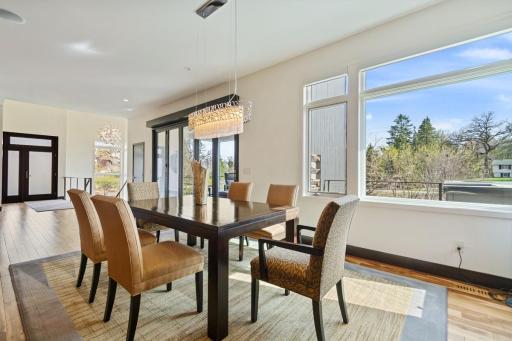 Formal dining area with beautiful large windows