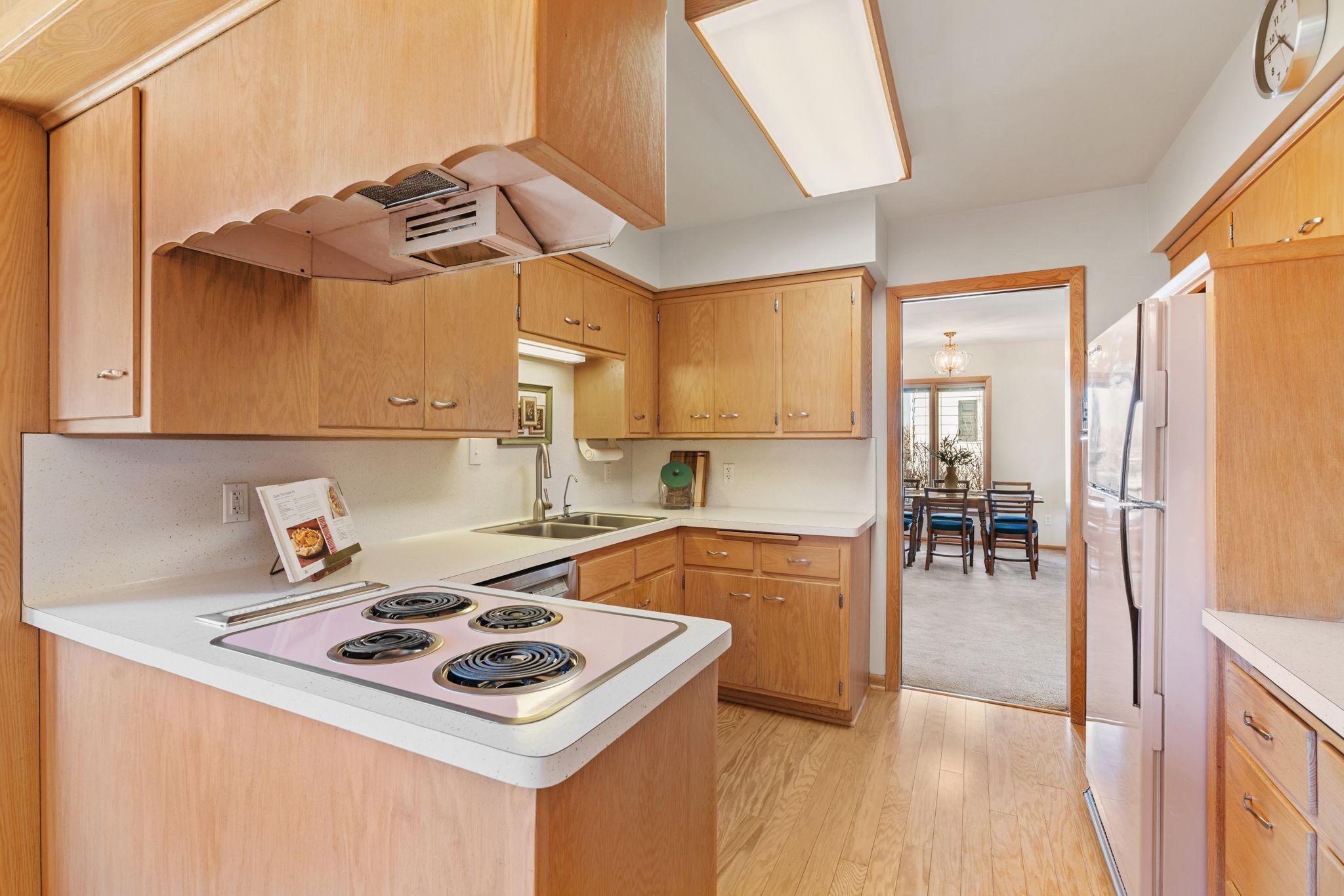 The jewel of the home is the pink kitchen