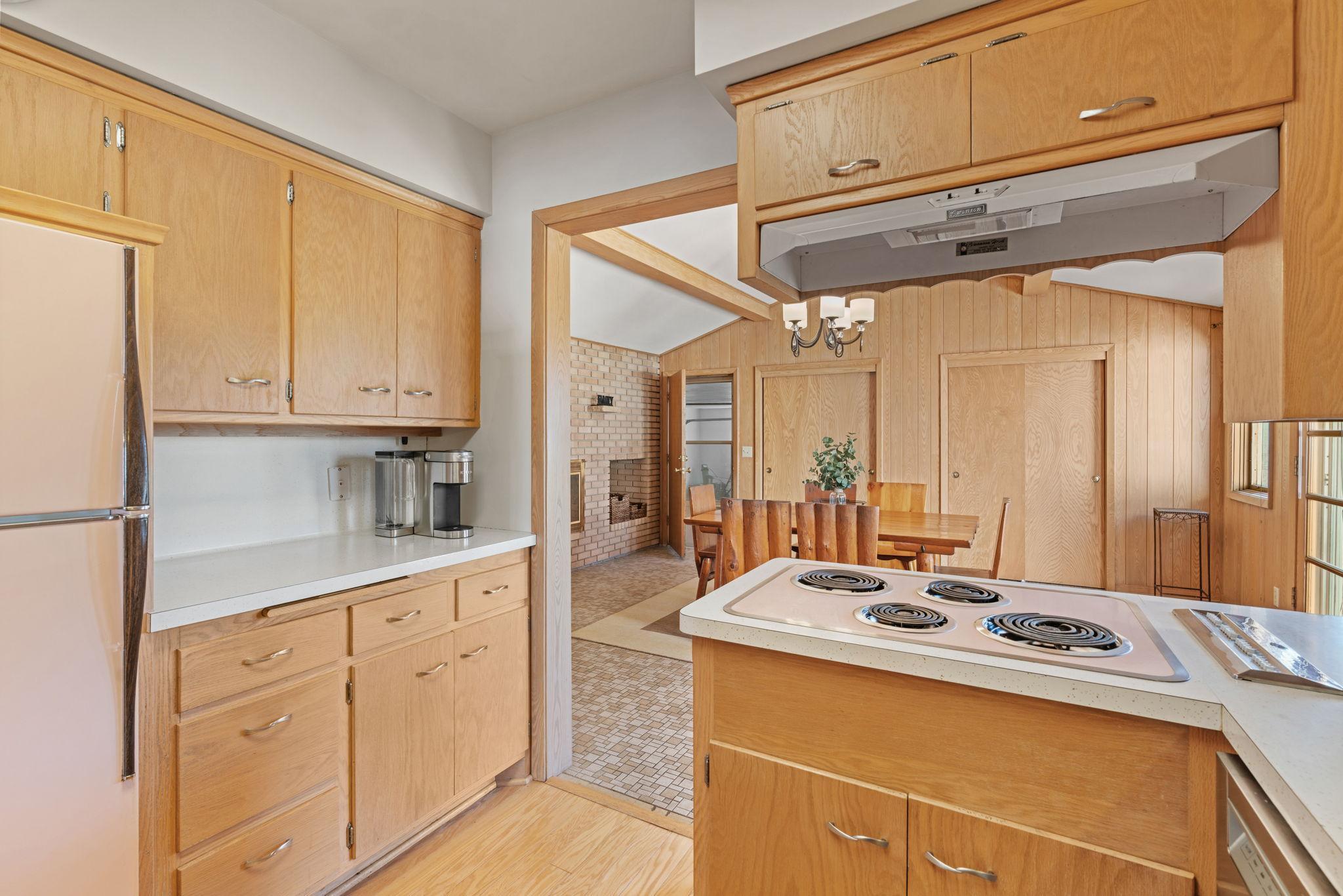 Kitchen opens up to a very large informal dining area