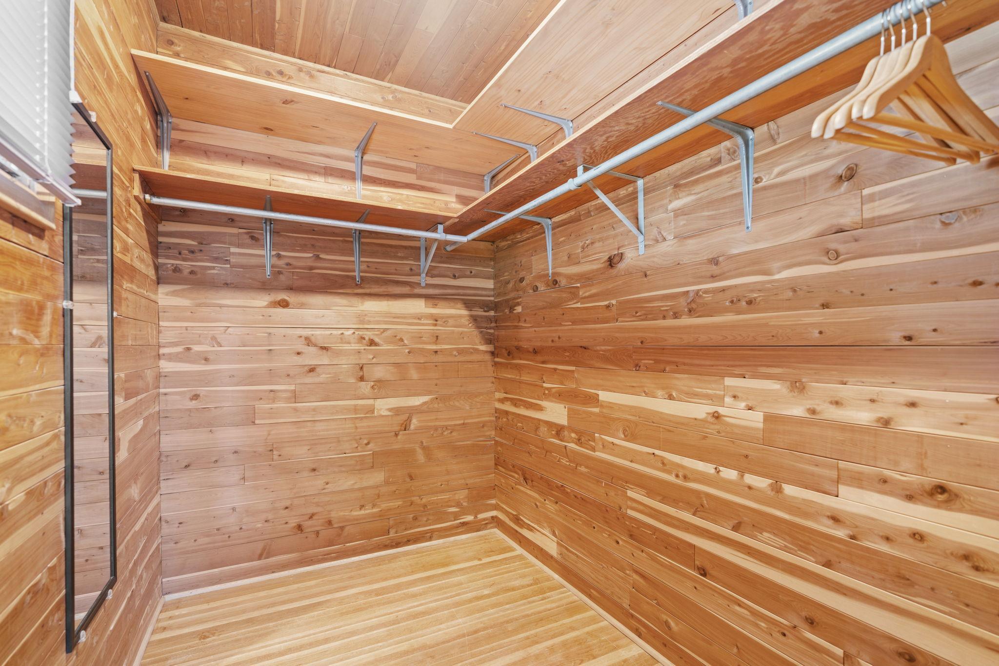 Walk in cedar closet in NE bedroom