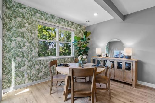 Colorful dining area with south facing exposures.