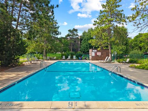 The community outdoor pool is perfect for enjoying warm summer days and relaxing by the water.