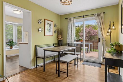 Dining space with slider access to the back deck and yard.
