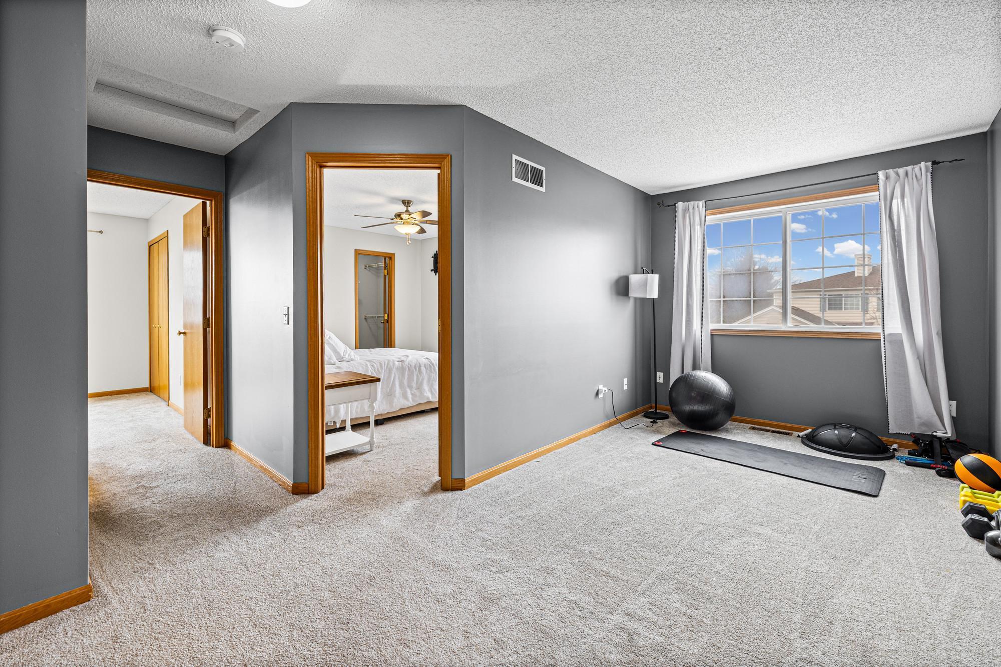 loft area is great for home office, play room or gym space