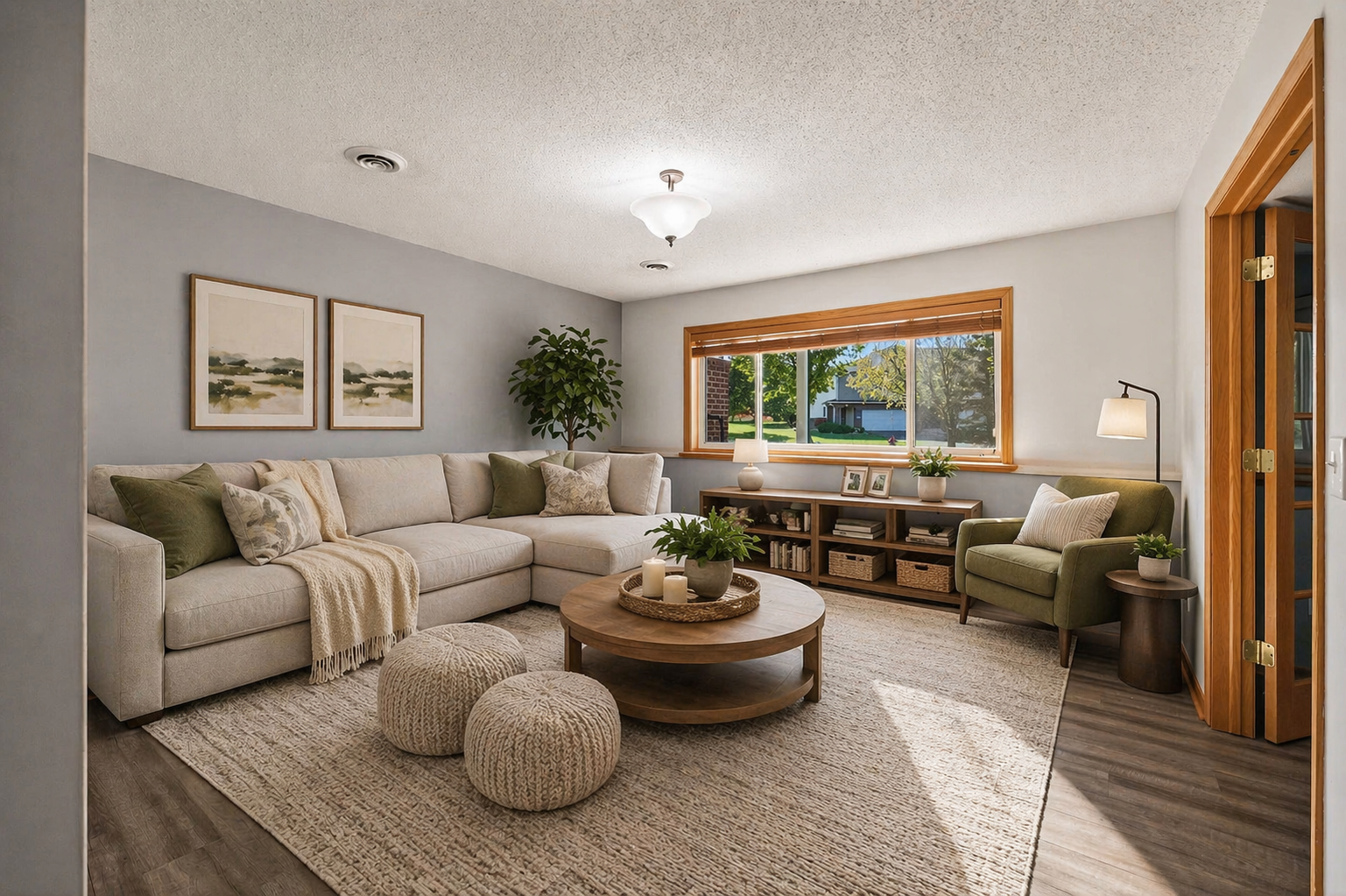Virtually staged to show potential of this rare townhome basement.