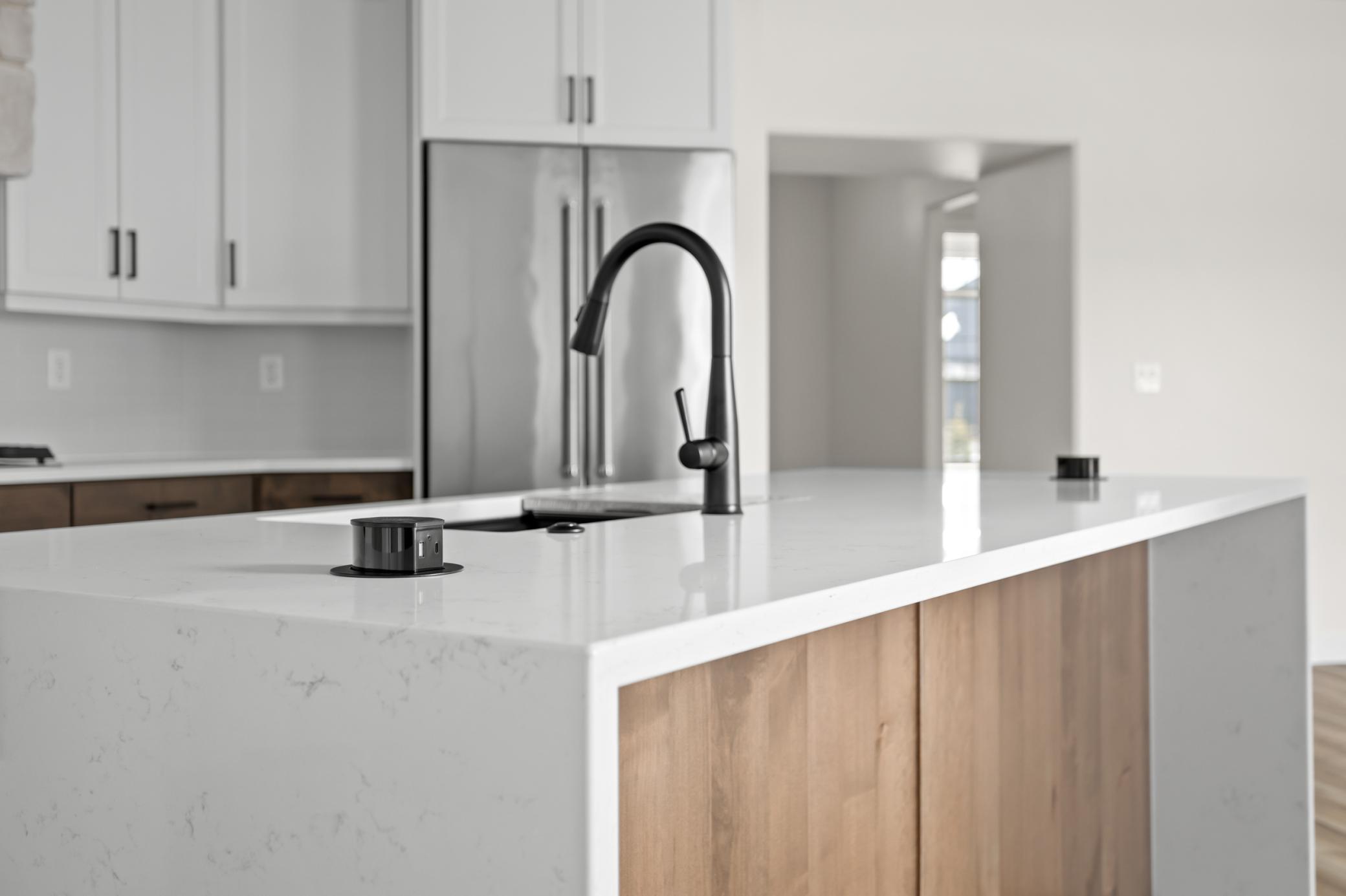 Waterfall Island in Kitchen