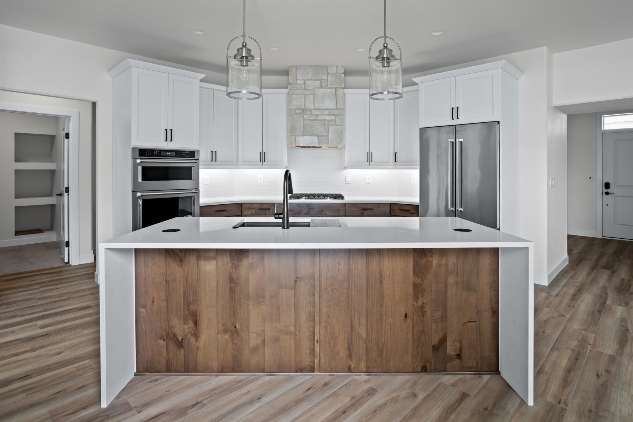 Kitchen with Waterfall Island
